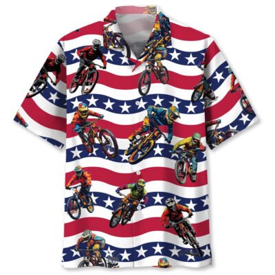America Mountain Bike Hawaiian Shirt, Funny Hawaiian Shirt, Usa Hawaiian Shirt, Vintage Hawaiian Shirts