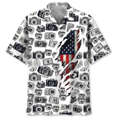 America Photographer Hawaiian Shirt, Funny Hawaiian Shirt, Usa Hawaiian Shirt, Vintage Hawaiian Short Sleeve Shirt