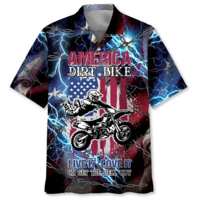American Dirt Bike Love It, Live It Or Get The Hell Out Hawaiian Shirt, Funny Hawaiian Shirt, Usa Hawaiian Shirt, Vintage Hawaiian Short Sleeve Shirt
