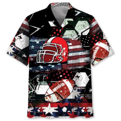 American Football Hawaiian Shirt, Funny Hawaiian Shirt, Usa Hawaiian Shirt, Vintage Hawaiian Short Sleeve Shirt