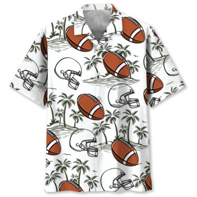 American Football Palm Tree Hawaiian Shirt, Funny Hawaiian Shirt, Usa Hawaiian Shirt, Vintage Hawaiian Short Sleeve Shirt