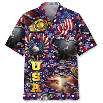 American Independence Boxing Hawaiian Shirt, Funny Hawaiian Shirt, Usa Hawaiian Shirt, Vintage Hawaiian Shirts