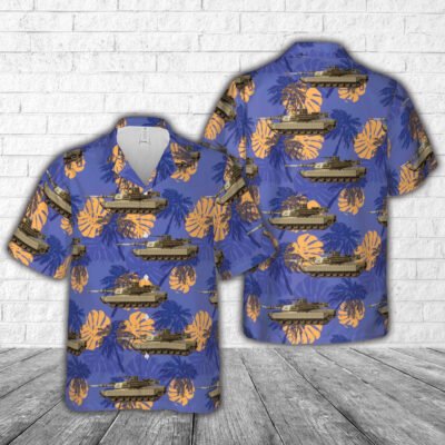 Army Hawaiian Shirt, US Army M1A2 TUSK I of the 26th Heavy Mechanized Infantry Division in Iraq, in the 2000s Hawaiian Shirt, Veteran Hawaiian Shirts
