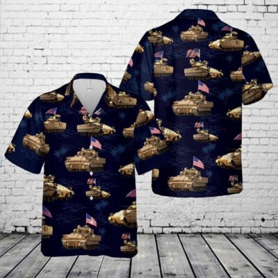 Army Hawaiian Shirt, US Army M2A3 Bradley 4th July Hawaiian Shirt, Veteran Hawaiian Shirts