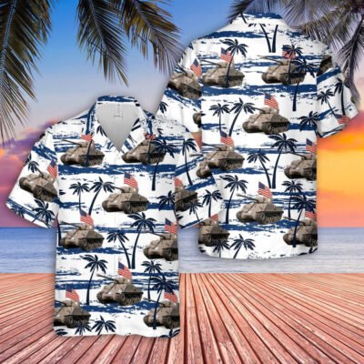 Army Hawaiian Shirt, US Army M4A3(76)W HVSS, 4th Of July Hawaiian Shirt, Veteran Hawaiian Shirts
