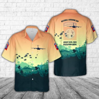 Army Hawaiian Shirt, US Army National Airborne Day 2024, 82nd Airborne Division Hawaiian Shirt, Veteran Hawaiian Shirts