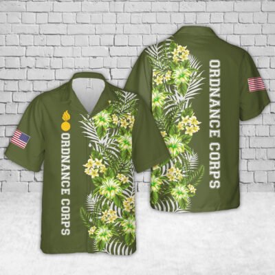 Army Hawaiian Shirt, US Army Ordnance Corps Branch Badge Hawaiian Shirt, Veteran Hawaiian Shirts