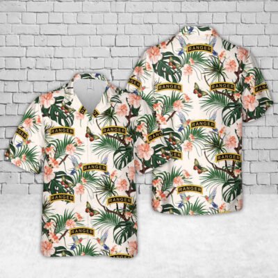 Army Hawaiian Shirt, US Army Ranger Tab Hawaiian Shirt, Veteran Hawaiian Shirts