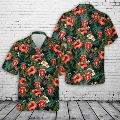 Army Hawaiian Shirt, Us Army 4Th Brigade Combat Team 25Th Infantry Division Airborne Hawaiian Shirt, Military Aloha Shirts