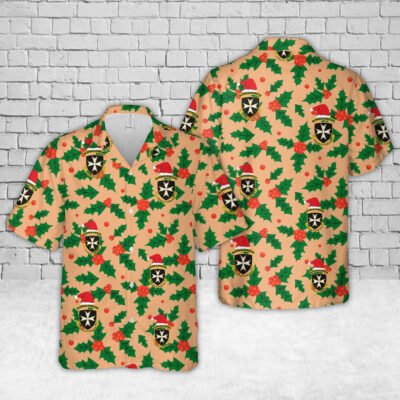 Army Hawaiian Shirt, Us Army 65Th Infantry Regiment The Borinqueneers Christmas Hawaiian Shirt, Military Aloha Shirts