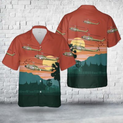 Army Hawaiian Shirt, Us Army 82Nd Medical Detachment Uh-1H, 1967-69 Medevac Air Ambulance Hawaiian Shirt, Military Aloha Shirts