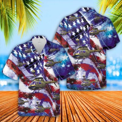 Army Hawaiian Shirt, Us Army Bell Oh-58 Kiowa Hawaiian Fourth Of July Shirt, Military Aloha Shirts