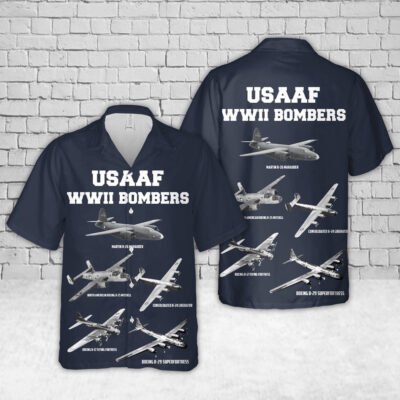 Army Hawaiian Shirt, WWII US Army Air Force Heavy Bombers Hawaiian Shirt, Veteran Hawaiian Shirts