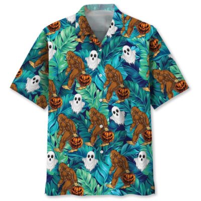 Bigfoot Halloween Hawaiian Shirt, Funny Hawaiian Shirt, Cool Hawaiian Shirt, Best Hawaiian Short Sleeve Shirt
