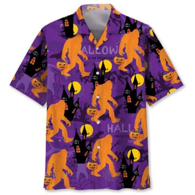 Bigfoot Happy Halloween Hawaiian Shirt, Funny Hawaiian Shirt, Cool Hawaiian Shirt, Best Hawaiian Short Sleeve Shirt
