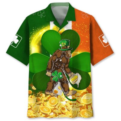 Bigfoot Irish St Patrick Day Hawaiian Shirt, Funny Hawaiian Shirt, Cool Hawaiian Shirt, Best Hawaiian Short Sleeve Shirt