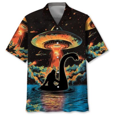 Bigfoot Nessie Ufo Hawaiian Shirt, Funny Hawaiian Shirt, Cool Hawaiian Shirts, Best Hawaiian Shirts