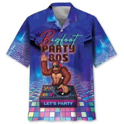 Bigfoot Party 80S Hawaiian Shirt, Funny Hawaiian Shirt, Cool Hawaiian Shirt, Best Hawaiian Short Sleeve Shirt