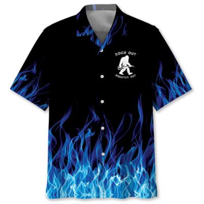 Bigfoot Playing A Guitar Rock On Sasquatch Hawaiian Shirt, Funny Hawaiian Shirt, Cool Hawaiian Shirt, Best Hawaiian Short Sleeve Shirt