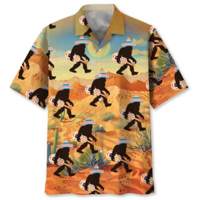 Bigfoot Sasquatch Poncho Desert Hawaiian Shirt, Funny Hawaiian Shirt, Cool Hawaiian Shirt, Best Hawaiian Short Sleeve Shirt
