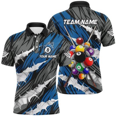 Billiard Polo Shirts, Personalized Multicolor Billiard Balls 3D Printed Billiard Shirts Custom Unique Billiard Uniform, Billiards Team Shirts