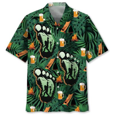 Camping Bigfoot Alien Fire And Beer Hawaiian Shirt, Funny Hawaiian Shirt, Cool Hawaiian Shirt, Best Hawaiian Short Sleeve Shirt