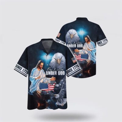 Christian Hawaiian Shirt, Christian Jesus One Nation Under God Hawaiian Shirt, Christian Aloha Shirt