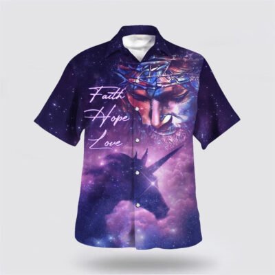 Christian Hawaiian Shirt, Faith Hope Love Jesus Hawaiian Shirt, Christian Aloha Shirt