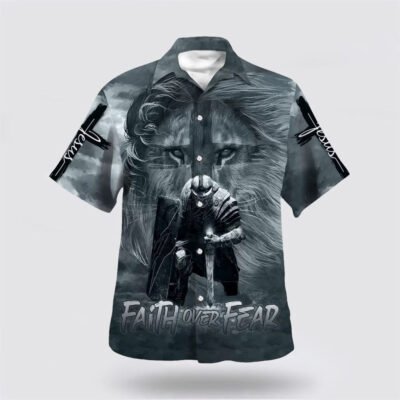 Christian Hawaiian Shirt, Faith Over Fear Jesus Hawaiian Shirt, Christian Aloha Shirt