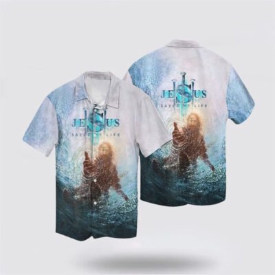 Christian Hawaiian Shirt, Hand of Jesus Saved My Life Hawaiian Shirt, Christian Aloha Shirt