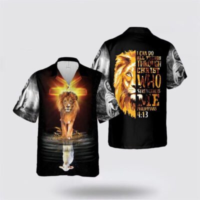 Christian Hawaiian Shirt, I Can Do All Things Lion Jesus Hawaiian Shirt, Christian Aloha Shirt