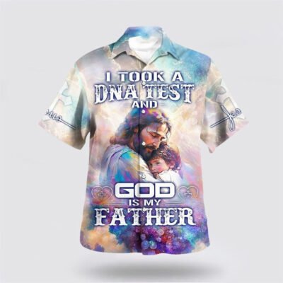 Christian Hawaiian Shirt, I Took A Dna Test And God Is My Father Hawaiian Shirt, Jesus Holding Child Hawaiian Shirt, Christian Aloha Shirt