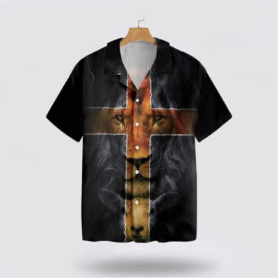 Christian Hawaiian Shirt, Jesus Amazing Lion And Lamb Christian Cross Hawaiian Shirt, Christian Aloha Short Sleeve Shirt