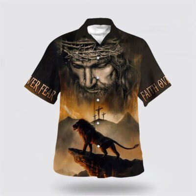 Christian Hawaiian Shirt, Jesus And Lion 1 Hawaiian Shirt, Christian Aloha Short Sleeve Shirt
