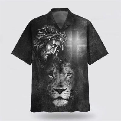 Christian Hawaiian Shirt, Jesus And Lion 3 Hawaiian Shirt, Christian Aloha Short Sleeve Shirt