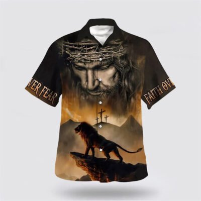 Christian Hawaiian Shirt, Jesus And Lion Hawaiian Shirt, Christian 1 Hawaiian Shirt, Christian Aloha Short Sleeve Shirt