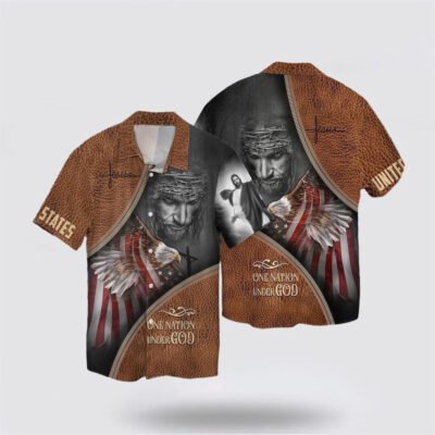 Christian Hawaiian Shirt, Jesus One Nation Under God United States Hawaiian Shirt, Christian Aloha Shirt