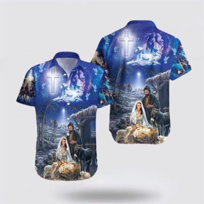 Christian Hawaiian Shirt, Jesus Was Born On Farm Hawaiian Shirt, Christian Aloha Shirt