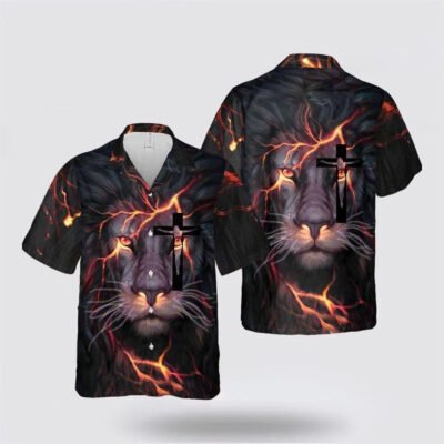 Christian Hawaiian Shirt, Lion Jesus Eye Jesus Hawaiian Shirt, Christian Aloha Shirt