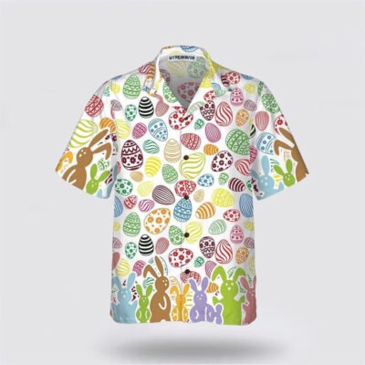Christian Hawaiian Shirt, Rabbits And Easter Eggs Seamless Pattern Hawaiian Shirt, Easter Hawaiian Shirts, Christian Aloha Shirt