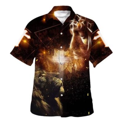 Christian Jesus Lion And Cross Christian Have Faith Hawaiian Shirt For Men, Christian Hawaiian Shirt, Gift For Christian