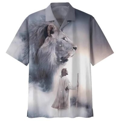 Christian Jesus Lion Faith For Friend Hawaiian Shirt For Men, Christian Hawaiian Shirt, Gift For Christian