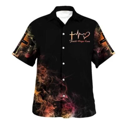 Faith Hope Love Lion Cross Christian Hawaiian Shirt For Men, Christian Hawaiian Shirt, Gift For Christian