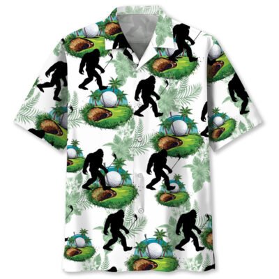 Funny Bigfoot Golf Hawaiian Shirt, Funny Hawaiian Shirt, Cool Hawaiian Shirt, Best Hawaiian Short Sleeve Shirt