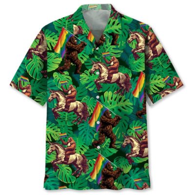 Funny Bigfoot Pride Hawaiian Shirt, Funny Hawaiian Shirt, Cool Hawaiian Shirt, Best Hawaiian Short Sleeve Shirt