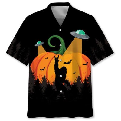 Funny Bigfoot Pumpkin Hawaiian Shirt, Funny Hawaiian Shirt, Cool Hawaiian Shirt, Best Hawaiian Short Sleeve Shirt