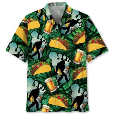 Funny Bigfoot Tacos And Beer Hawaiian Shirt, Funny Hawaiian Shirt, Cool Hawaiian Shirt, Best Hawaiian Short Sleeve Shirt