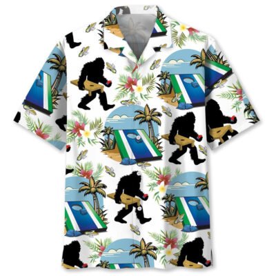 Funny Cornhole Bigfoot Hawaiian Shirt, Funny Hawaiian Shirt, Cool Hawaiian Shirts, Best Hawaiian Shirts