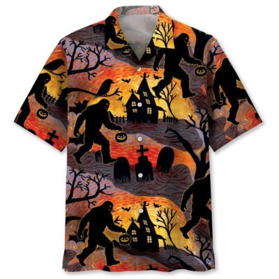 Funny Halloween Sasquatch Bigfoot Hawaiian Shirt, Funny Hawaiian Shirt, Cool Hawaiian Shirt, Best Hawaiian Short Sleeve Shirt