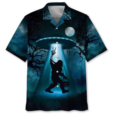 Funny Skeleton Bigfoot Horror Night Hawaiian Shirt, Funny Hawaiian Shirt, Cool Hawaiian Shirts, Best Hawaiian Shirts
